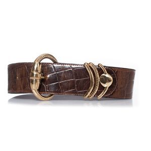 Gianni Versace Brown croc stamped leather belt